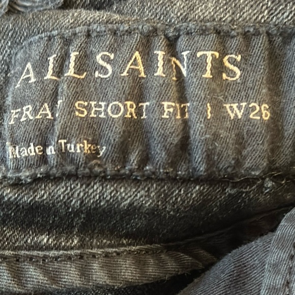 AllSaints Black Denim Midrise Fray Shorts Size 27 - Picture 4 of 8